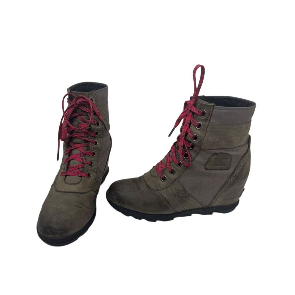 Sorel Women's Lexie Wedge Ankle Boots Gray Size 10 Casual Combat Style